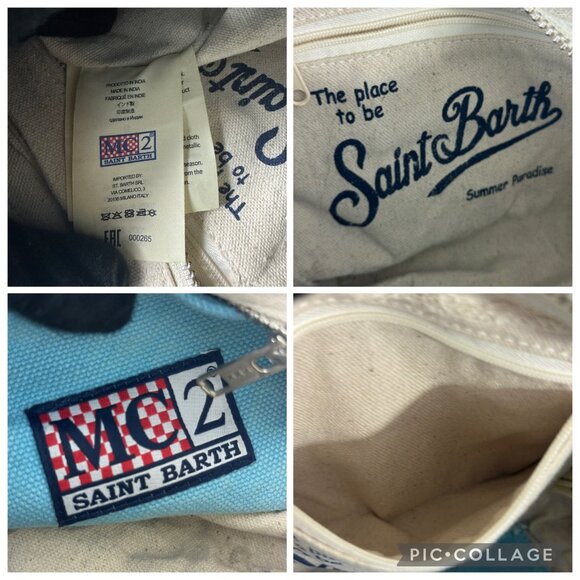 MC2 Saint Barth Mini Vanity light blue in 100% LINEN bag - Picture 13 of 15